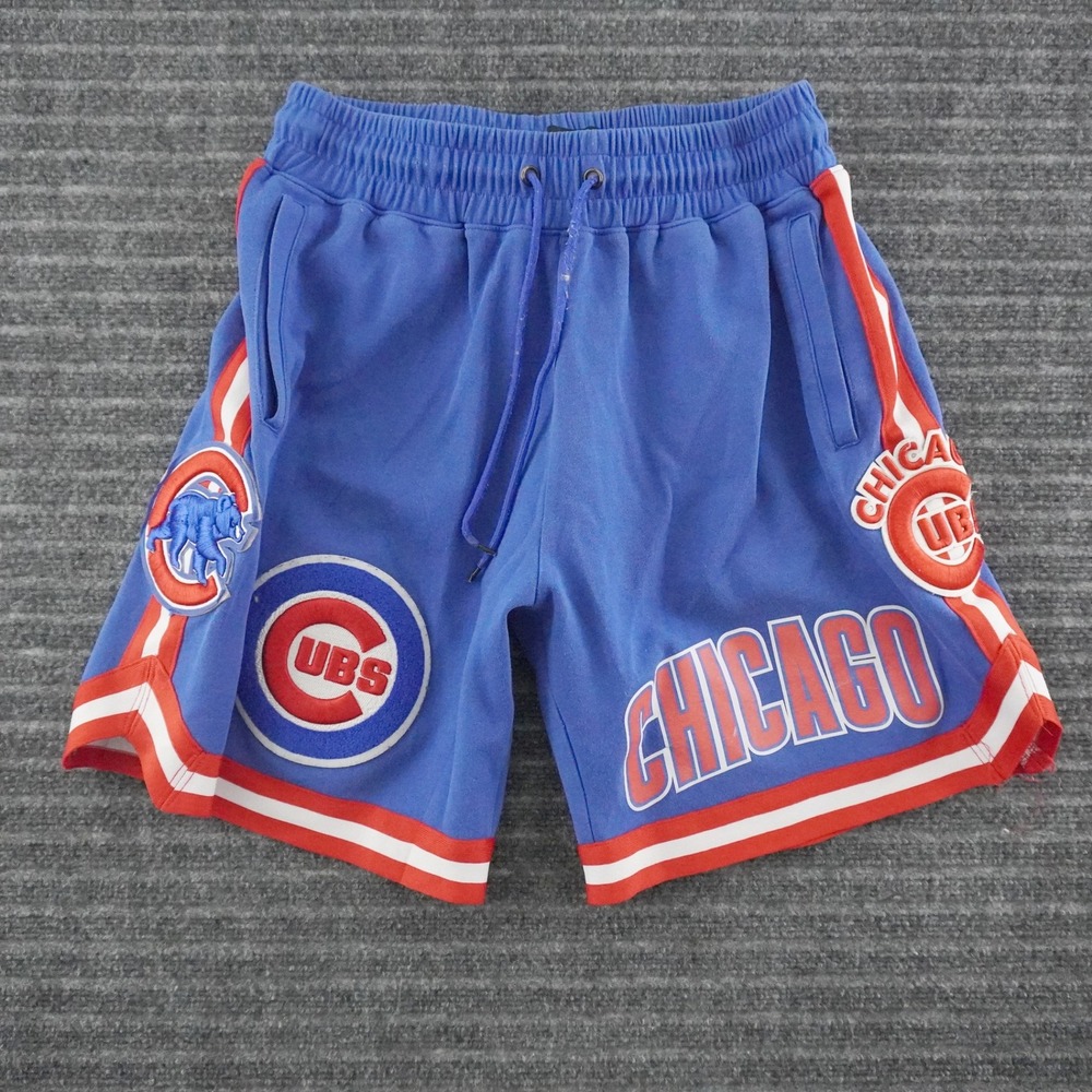 Pro Standard Chicago Cubs Sweat Shorts Mens Size M Blue MLB Chenille Patches